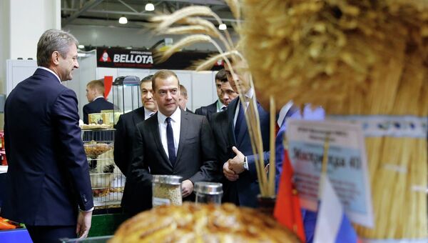 Премьер-министр РФ Д.Медведев открыл агропромышленную выставку Золотая осень в Москве