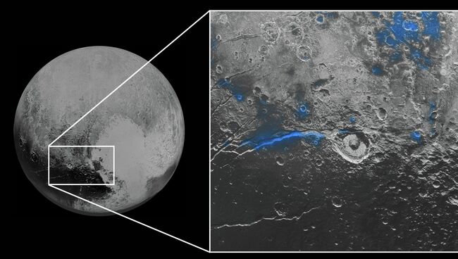 New Horizons сфотографировал лакуны водяного льда на Плутоне