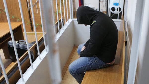Подозреваемый в подготовке теракта в Москве Эльман Ашаев в Лефортовском суде города Москвы