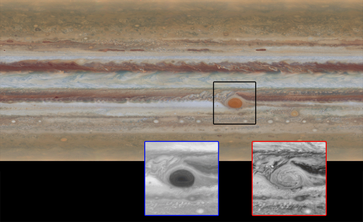 Изображение Юпитера, полученное с помощью телескопа Хаббл
