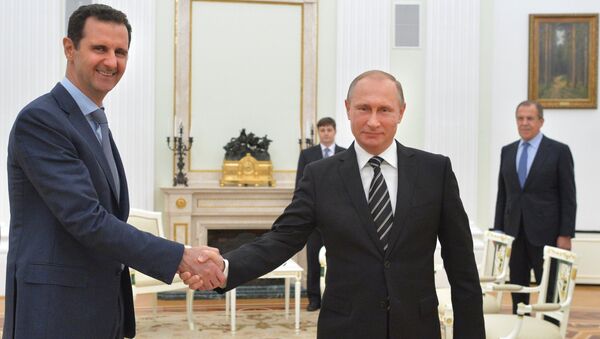 Президент России В.Путин и президент Сирии Б.Асад. Архивное фото