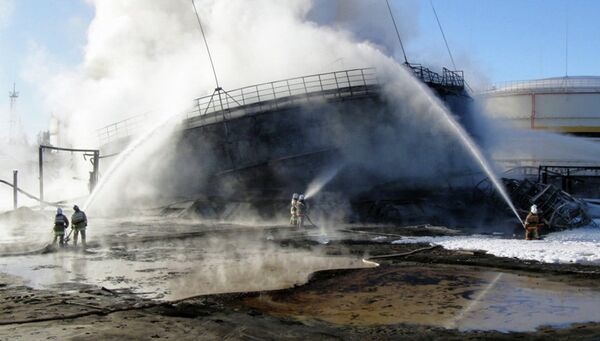 Ликвидация пожара на Приразломном нефтяном месторождении в ХМАО