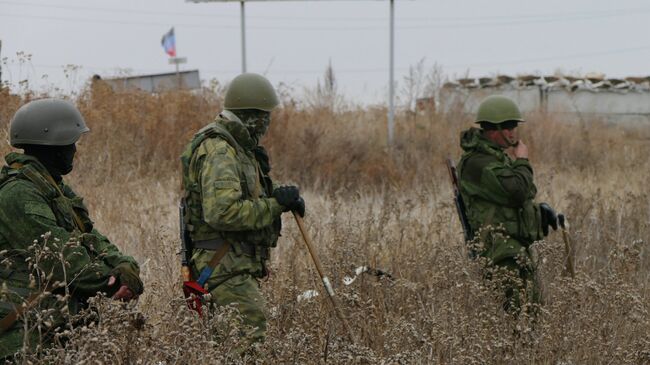 Саперы ополчения Донецкой народной республики проводят разминирование территории поселка Александровка в пригороде Донецка. Архивное фото