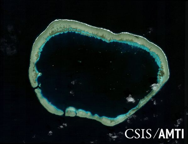 Спутниковое изображение спорных островов Спратли в Южно-Китайском море