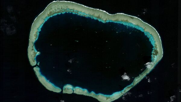 Спутниковое изображение спорных островов Спратли в Южно-Китайском море