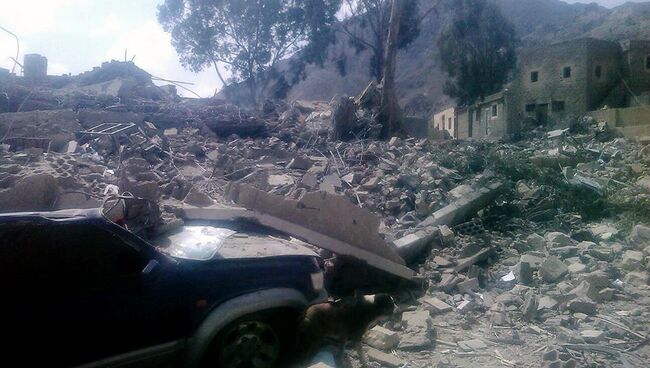 Последствия авиаудара по госпиталю в провинции Саада, Йемен. Архивное фото