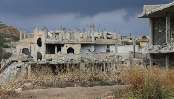 Город Мурек освобожденный сирийской армией после интенсивных артударов и уличных боев. Архивное фото