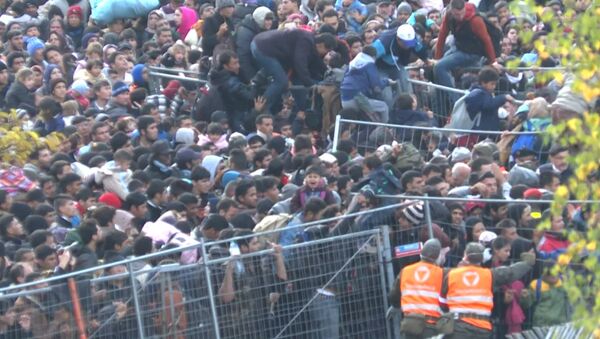 Тысячи беженцев  устроили столпотворение на границе Словении с Австрией