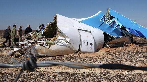 Обломки самолета Airbus A321 авиакомпании Когалымавиа, который выполнял рейс 9268 Шарм эш-Шейх - Санкт-Петербург на месте крушения. Архивное фото