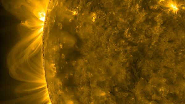 Изображение активных областей на Солнце, архивное фото