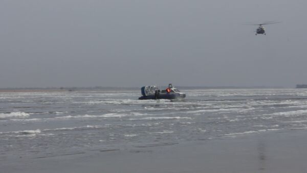 Спасатели на катере сняли двух детей с оторвавшейся льдины под Хабаровском