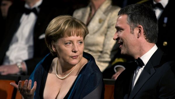 Канцлер Германии Ангела Меркель и премьер-министр Норвегии Йенс Столтенберг на открытии нового здания оперного театра в Осло
