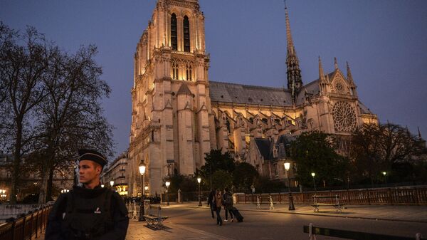 Полиция охраняет собор Парижской Богоматери