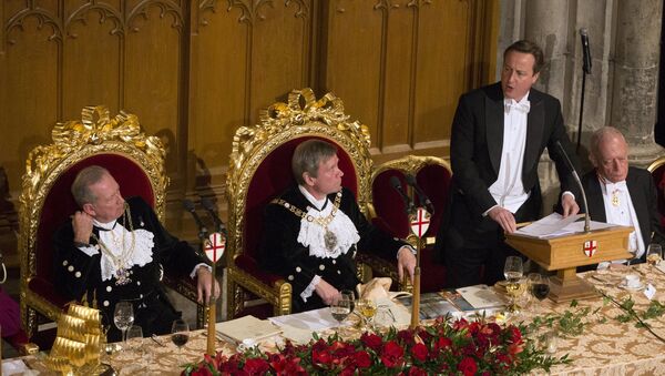 Премьер-министр Великобритании Дэвид Кэмерон на приеме лорда-мэра Сити