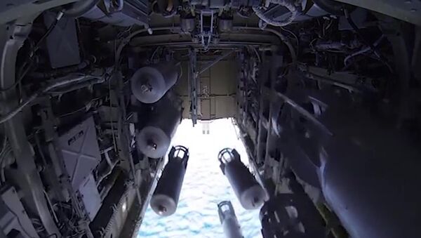 Бомболюк бомбардировщика-ракетоносца Ту-22 М3 Военно-космических сил России во время боевого вылета для нанесения авиаудара по объектам ИГ в Сирии. Архивное фото