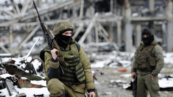 Ополченцы Донецкой народной республики (ДНР) на территории Донецкого аэропорта