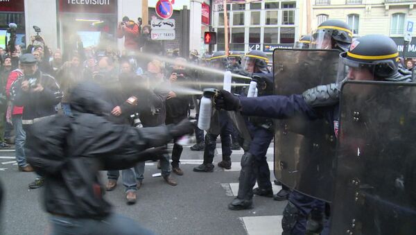 Полиция слезоточивым газом разогнала митингующих в защиту экологии в Париже