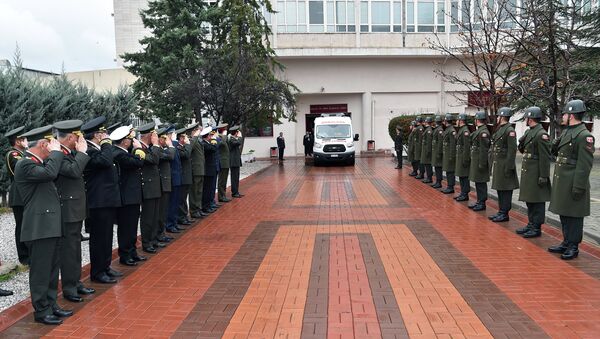 Официальная церемония передачи тела летчика Су-24 Олега Пешкова в Анкаре, Турция