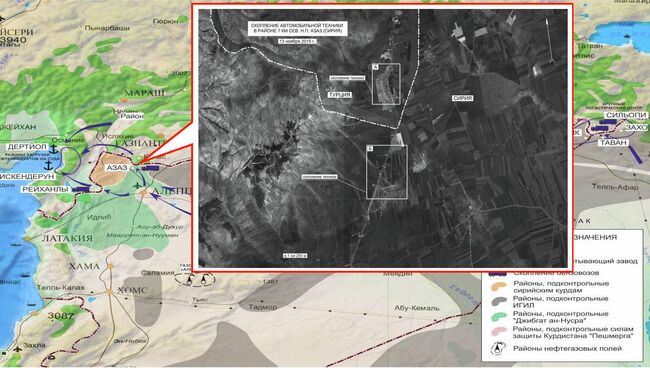 Скопление автомобильной техники в районе АЗАЗ (Сирия)