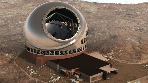 Так художник представил себе 30-метровый телескоп на горе Мауна-Кеа, разрешение на строительство которого было отозвано судом США