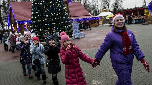 Посетители московской усадьбы Деда Мороза в Кузьминках