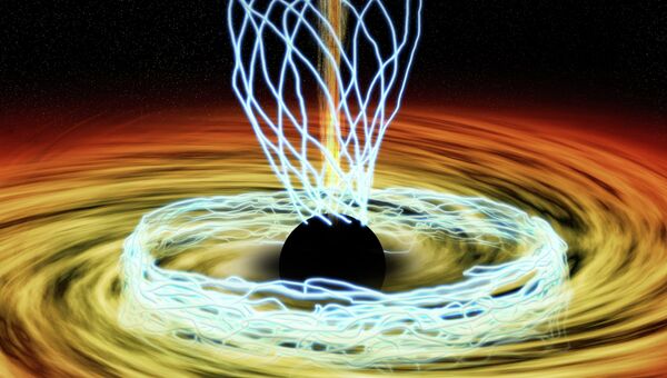 Так художник представил себе магнитные поля, окружающие черную дыру в центре Млечного пути