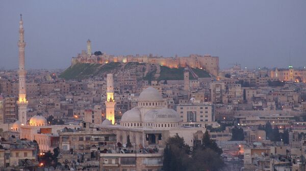 Вид на город Алеппо, Сирия, архивное фото