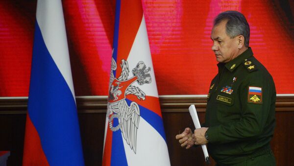 Министр обороны РФ Сергей Шойгу на расширенном заседании коллегии Министерства обороны РФ