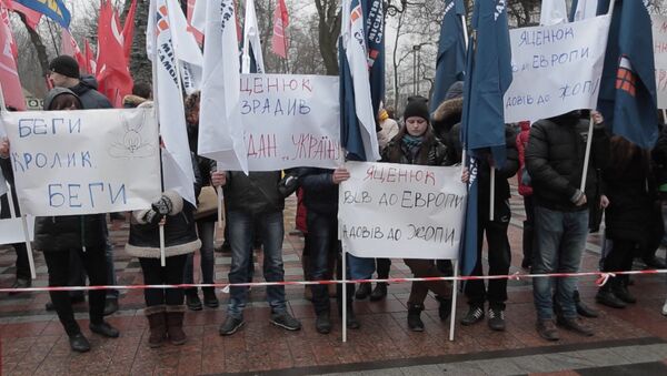 Беги, кролик, беги – митинг за отставку Яценюка прошел у здания Рады в Киеве