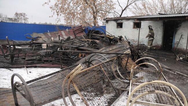 На месте пожара в психоневрологическом диспансере в селе Алферовка Новохоперского района Воронежской области. Архивное фото