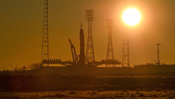 Ракета-носитель Союз-ФГ на стартовой площадки космодрома Байконур. Архивное фото