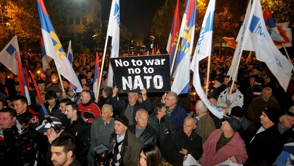 Протест против вступления Черногории в НАТО в Подгорице. Архивное фото