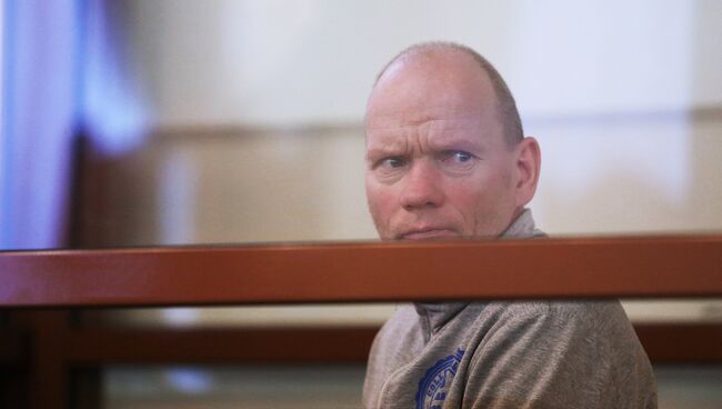 Олег Белов, обвиняемый в убийстве матери, жены и шестерых детей на заседании Нижегородского областного суда