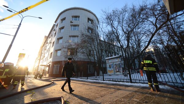 На Новослободской улице, где произошел пожар в здании культурного центра ГУ МВД РФ