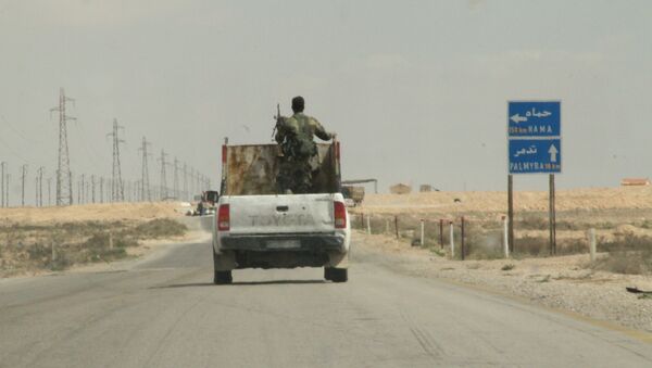 Сирийские военные в окрестностях города Пальмира. Архивное фото