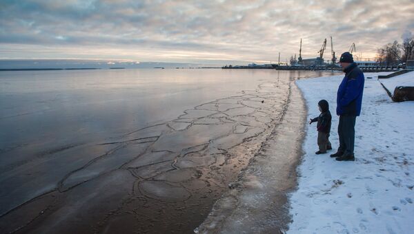 Жители Петрозаводска на берегу Онежского озера. Архивное фото