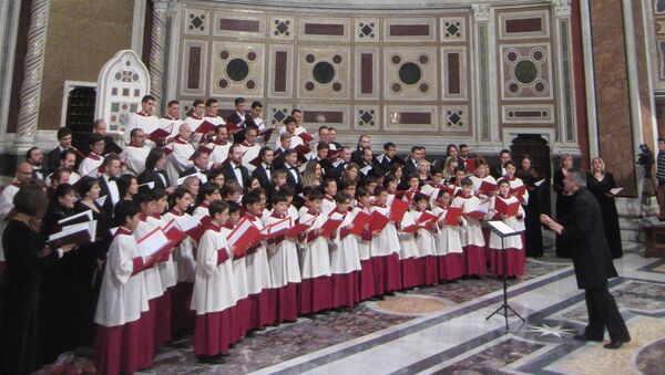 Выступление Московского Синодального хора и Папской Сикстинской капеллы. Архивное фото
