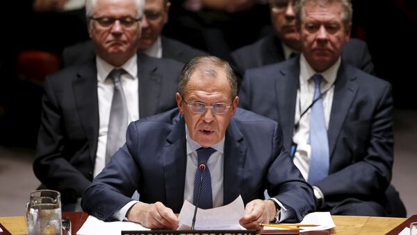 Глава МИД РФ Сергей Лавров на заседании Совбеза ООН по Сирии в Нью-Йорке