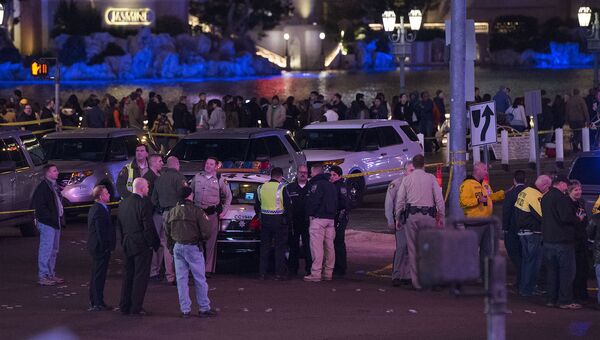Полиция на месте ДТП неподалеку от Hollywood Hotel в Лас-Вегасе. 20 декабря 2015