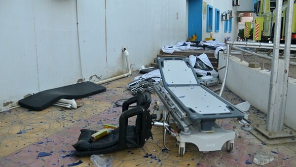 На месте пожара в больнице в городе Джизан на юго-западе Саудовской Аравии