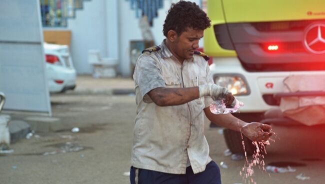 На месте пожара в больнице в городе Джизан на юго-западе Саудовской Аравии На месте пожара в больнице в городе Джизан на юго-западе Саудовской Аравии