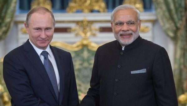 Президент России Владимир Путин и премьер-министр Индии Нарендра Моди,архивное фото