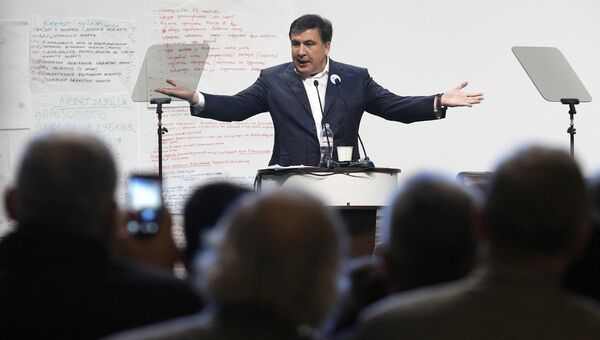 Губернатор Одесской области Михаила Саакашвили во время антикоррупционного форума на Украине