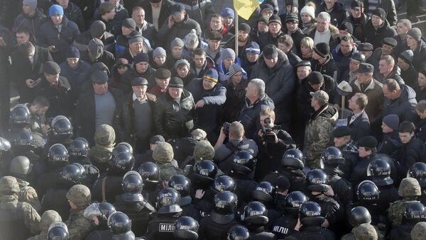Митинг украинских фермеров у парламента Украины. 24 декабря 2015 года