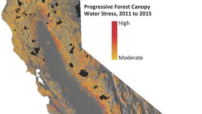 Карты потерь воды в лесах Калифорнии