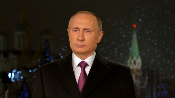 Новогоднее обращение президента РФ В. Путина. Архивное фото
