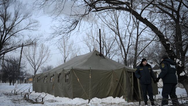 Работа мобильных пунктов обогрева в Донецкой области. Архивное фото