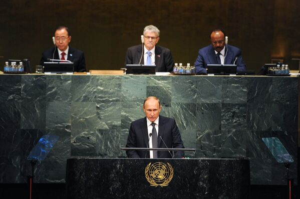 Президент России Владимир Путин принимает участие в 70-й сессии Генеральной Ассамблеи ООН. 28 сентября 2015