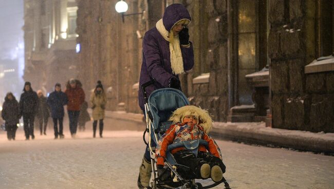 Снегопад в Москве. Архивное фото