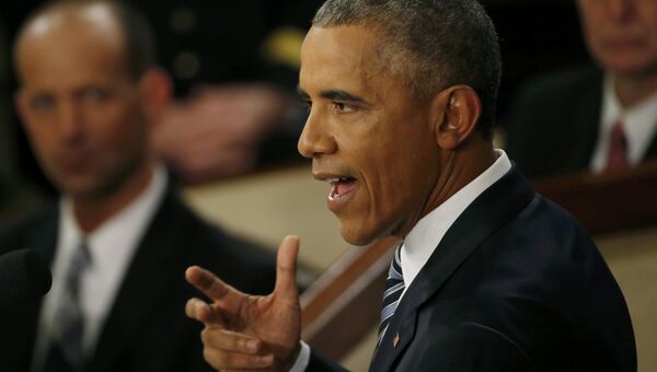 Президент США Барак Обама во время обращения к конгрессу. Архивное фото